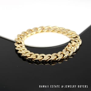 10mm 14k Yellow Gold Curb Bracelet 7 Inch Length, 43.8g - Image 2
