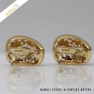 MING'S 9.3g 14KYG FOUR SEASONS EARRINGS MEASURE 21 x 16mm WITH OMEGA CLIP - Image 5