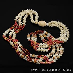 3-Strand Multi-Color Ni'ihau Shell Lei: Kipona 33 inches #HC070122-03 - Image 2