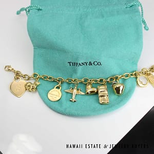 Tiffany & Co. Nine Charm Bracelet 18k Yellow Gold Size 6.75 with Pouch, 76.5g - Image 6