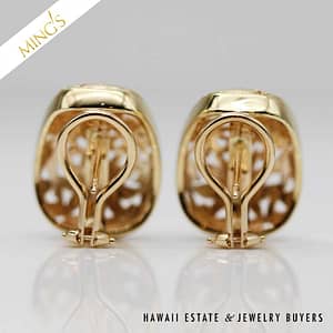 MING'S 9.3g 14KYG FOUR SEASONS EARRINGS MEASURE 21 x 16mm WITH OMEGA CLIP - Image 3