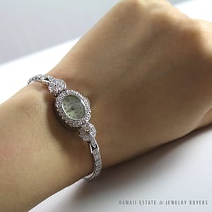 VINTAGE HAMILTON DIAMOND WHITE GOLD 14K LADIES WRIST WATCH W/ APPRAISAL - Image 3