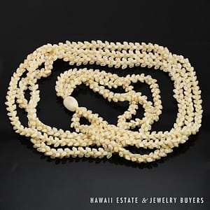 Three-Strand Ni'ihau Shell Lei: Pikake Momi Lenalena 38 inches #IT040521-01