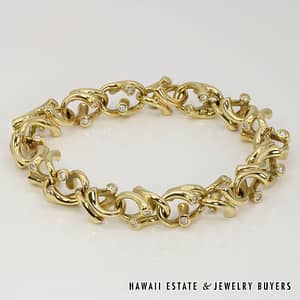 Georg Jensen 18K Yellow Gold and Diamond Magic Bracelet SIZE 6.75 #3084-01