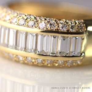 2.2CTW Diamond Baguette 18K Yellow Gold Ring