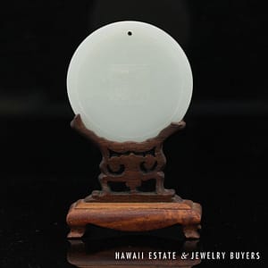 Qing Era Mutton Fat Jade Carving with Wooden Stand (Pendant Optional)