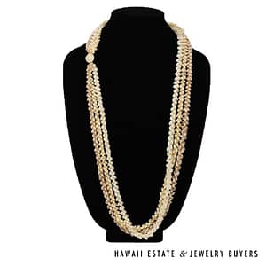 Three-Strand Multi-Color Ni'ihau Shell Lei: Pikake Momi 40 inches #RM112420-05 - Image 2