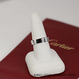 Cartier 3 Diamond 18K White Gold Love Ring Size 9 - Image 3