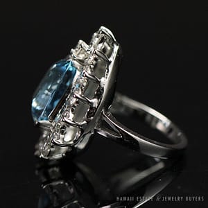 NATURAL AQUAMARINE SHIELD SHAPE & 2.04CTW DIAMOND 14K WHITE GOLD RING SIZE 4.25 W/ GEMOLOGIST APPRAISAL - Image 4