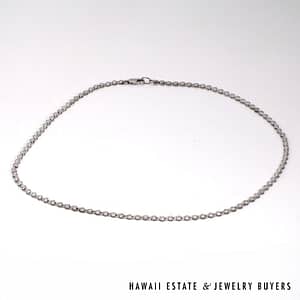 14K White Gold and Diamond Bezel Set Necklace 19 inches #2242-05 - Image 2