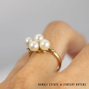 Ming's Pearl Cluster 14K Yellow Gold Ring Size 7 - Image 6