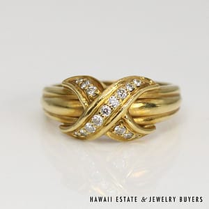 Tiffany & Co 18K Yellow Gold and Diamond Signature X Ring Size 6 #CC0191-03 - Image 3