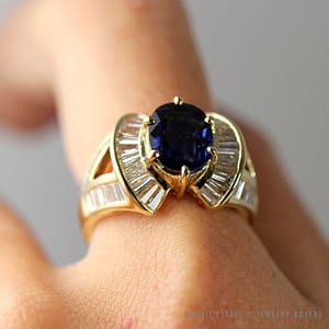 LE VIAN BLUE SAPPHIRE 2.21CT & 1.36CTW DIAMONDS 18K YELLOW GOLD RING SIZE 6.5 - Image 3