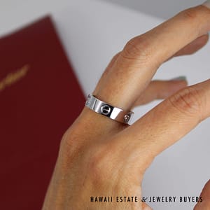 Cartier 3 Diamond 18K White Gold Love Ring Size 9 - Image 2