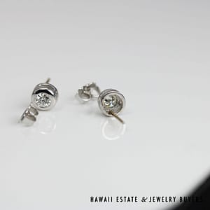 0.50ctw Diamond SI/HI Bezel Set 14K White Gold Stud Earrings - Image 2