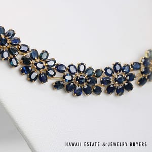75ctw Sapphire 14K Yellow Gold Necklace - Image 2