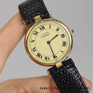 Must De Cartier Vermeil Watch Round Dial & Roman Numerals - Image 3