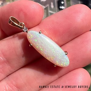 9K Yellow Gold Opal and Diamond Pendant # - Image 2