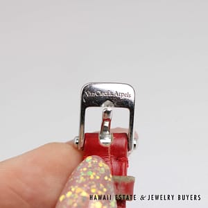 Van Cleef & Arpels 18k White Gold Watch with Diamond Bezel & Charm Model HH50017 - Image 7