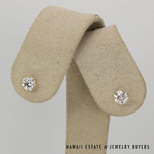 14K Yellow Gold and VS/HIJ Diamond Martini Stud Earrings #3022-03 - Image 2