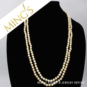 Ming's 6.5-7mm Cultured Pearl Double Strand 14k Yellow Gold Clasp Nekclace 24" and 26"