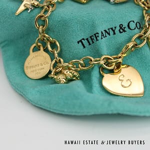 Tiffany & Co. Nine Charm Bracelet 18k Yellow Gold Size 6.75 with Pouch, 76.5g - Image 2
