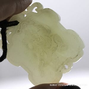 Antique Carved Mutton Fat Jade Pendant 55x48mm - Image 2