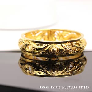 15.5mm Dragon & Phoenix 18K Yellow Gold Hinged Bangle Bracelet Size 7 - Image 4