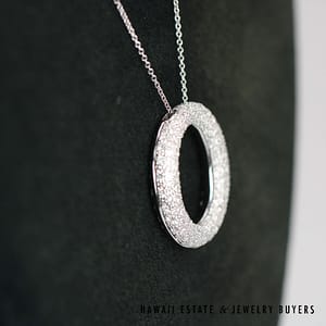 2ctw Diamond Pave Circle Pendant 18k White Gold 18" Rolo Chain, 9.4g - Image 2