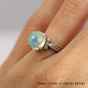 2.97ct Opal 0.06ctw Diamond Ring Platinum Size 5, 4.9g - Image 2