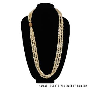 3-Strand Ni'ihau Shell Lei: Poe Poe Momi Lenalena 38 inches #LK021820-01 - Image 2