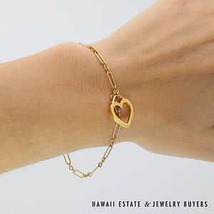Tiffany & Co 18K Yellow Gold Heart Bracelet and Necklace Set with Pouch #3121-03 - Image 5