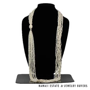 10-Strand Ni'ihau Shell Wedding Lei: Pololei Laiki Ke'oke'o 50 inch #HC070122-05 - Image 2