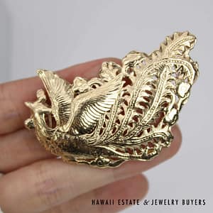 Ming's 14K Yellow Gold Phoenix Brooch Or Pendant - Image 2