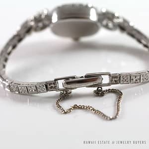 VINTAGE HAMILTON DIAMOND WHITE GOLD 14K LADIES WRIST WATCH W/ APPRAISAL - Image 4