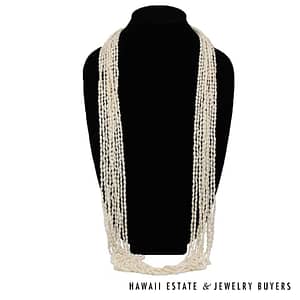 10-Strand Ni'ihau Shell Wedding Lei: Pololei Laiki Ke'oke'o 53 inch #2778-16 - Image 2