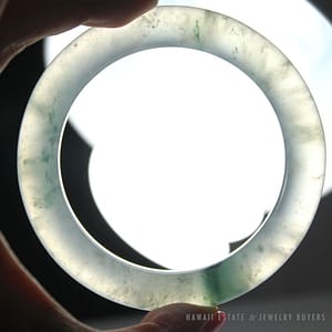 GIA VINTAGE GRADE A JADEITE JADE TRANSLUCENT MOTTLED GREEN BANGLE BRACELET 11MM - Image 3