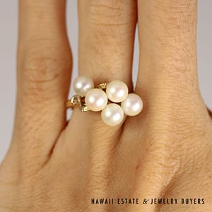 Ming's Pearl Cluster 14K Yellow Gold Ring Size 5 - Image 2