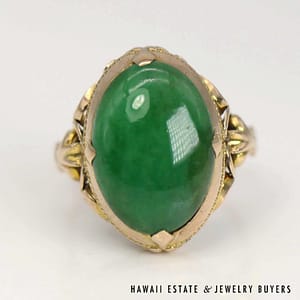 Green Jade 14K Yellow Gold Ring Size 5.5