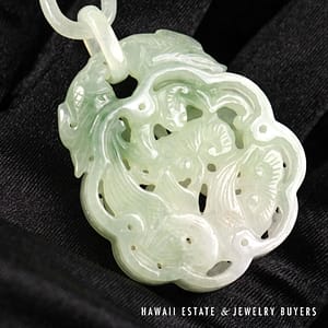 Ming's Water Jade Devils Work Necklace 24" with 14K Yellow Gold Clasp - Image 2