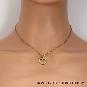 Tiffany & Co 18K Yellow Gold Heart Bracelet and Necklace Set with Pouch #3121-03 - Image 6