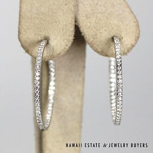 Tiffany & Co 1ctw Diamond Front and Back Platinum Metro Hoop Earrings - Image 2