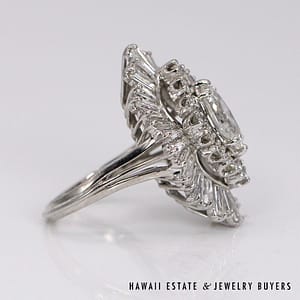 Platinum 3.25ctw Marquis Diamond Ballerina Ring SIZE 4.5 #DH0224-01 - Image 5