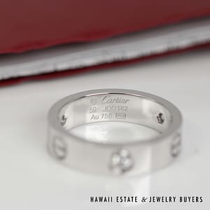 Cartier 3 Diamond 18K White Gold Love Ring Size 9 - Image 6
