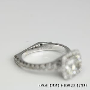 GIA 1.59ct Cushion Brilliant Diamond VVS1/J Halo 18k White Gold Engagement Ring Size 6.5, 6.5g - Image 2