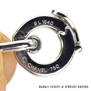 Chanel 18K White Gold Camellia Floral / Circle Link Bracelet SIZE 6.75 #3121-02 - Image 8
