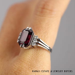 4.40ct Rhodolite 0.06ctw Diamond Ring 14k White Gold Size 6, 5.2g - Image 2