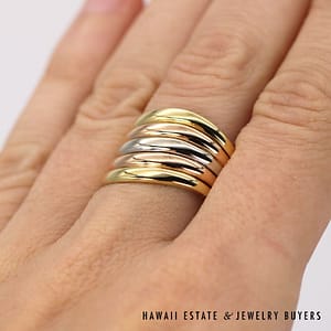 Gucci 18K TriColor Gold Wave Band Ring SIZE 5.5 #022824-03 - Image 2