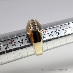 0.90CTW 4 STONE EMERALD CUT DIAMONDS 18K YELLOW GOLD MEN'S RING SIZE 8.5 - Image 3