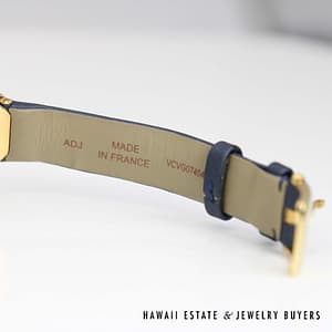 Van Cleef & Arpels 18K YG Alhambra Watch With Diamond Bezel & MOP Dial with Blue Strap - Image 10